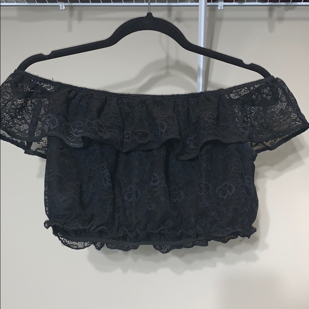 Garage , lacy black crop top. Size medium.